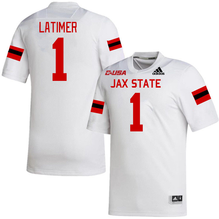 #1 Geimere Latimer Jacksonville State Gamecocks College Football Jerseys Stitched-White